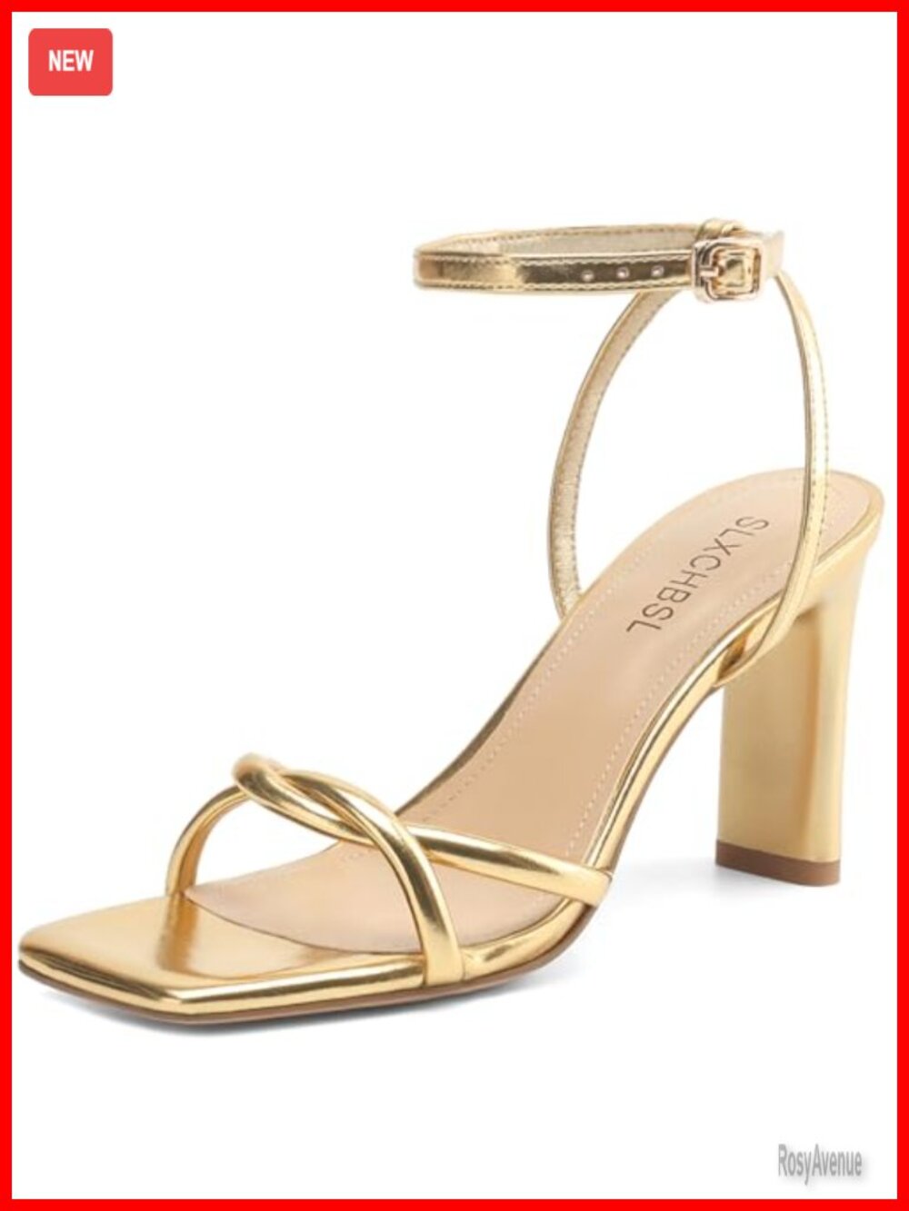 Strappy Chunky Block Heeled Sandals Square Open Toe Ankle Strap